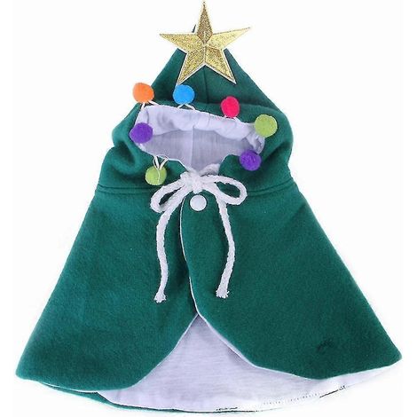 Costume de Noël pour animaux de compagnie : cape de Noël pour chiot avec étoiles et pompons, cape de Père Noël pour chat avec bonnet de Père Noël, robe de déguisement pour fête ou cosplay. (1/5)