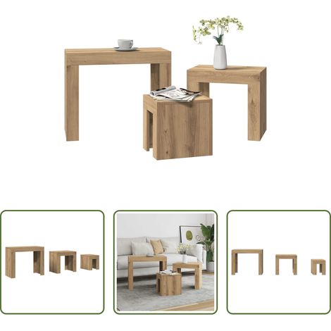 Satztisch Set -  Satztische 3 Stk. Artisan-Eiche Holzwerkstoff (1/5)