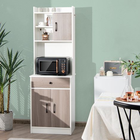 Buffet de Cuisine Meuble Cuisine Rangement avec 3 Portes et 1 Niche de Rangement Passe-Câble 60 x 40 x 180 CM Blanc CW8648 Maison Chic (1/2)