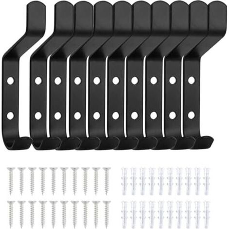 Schwarze Badezimmer-Wandhaken – Set mit 10 robusten Designhaken aus verchromtem Stahl, ideal für Handtücher und Mäntel