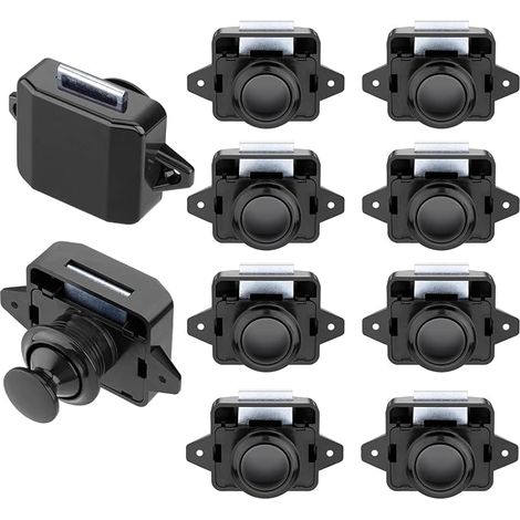 Camping Car Locks, Door Locks, Metal Push Button Door Lock, Furniture Lock, Lock for Motorhome Caravan Van RV Camper, Black (1/5)