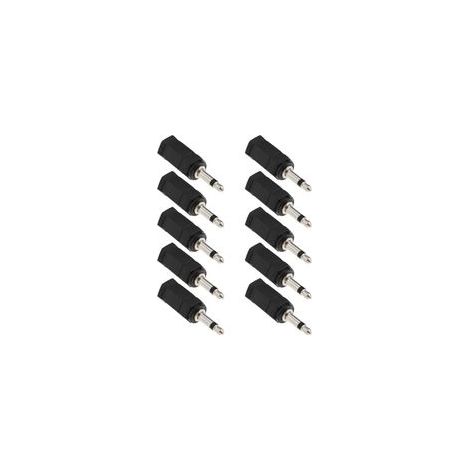 Lntyq 10er-Pack 3,5-mm-Mono-auf-Stereo-Buchse-auf-Stecker-2-in-1-Adapter für Handy-Headsets, Computer-Headsets (Schwarz) (1/5)