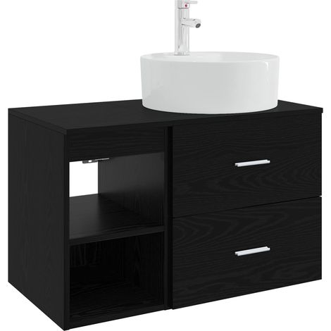 Badezimmermöbel-Set 2 pcs Schwarze Eiche Holzwerkstoff vidaXL