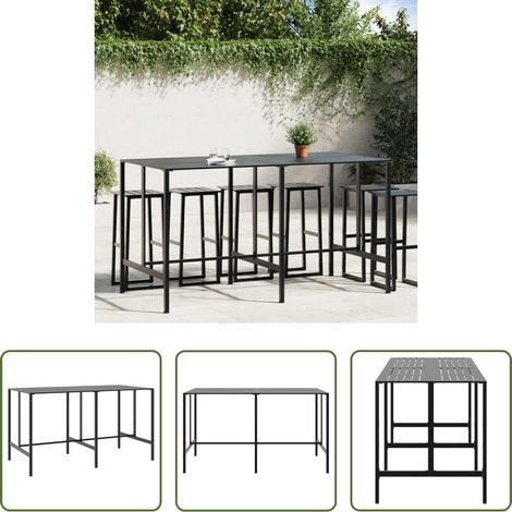 Stahl - Bartisch Schwarz 200x100x110 cm Pulverbeschichteter Stahl (1/5)