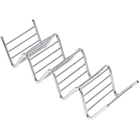 Porte-tacos pratique à 4 formes ondulées en acier inoxydable, avec support pour aliments à coques dures. Ustensiles de cuisine. (1/5)