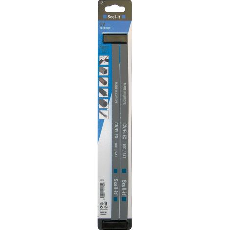 2 lames de scie à métaux Flexibles Chrome Vanadium coupe Alu Tube PVC et Bois SCELL-IT