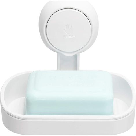 Porte-savon à ventouse réutilisable et sans perçage. Installation en 1 seconde. Porte-savon de douche rotatif à 360°. (1/5)