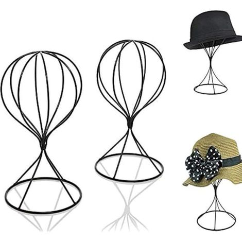 Filiyano – Support à chapeau moderne en métal en lot x2, support à chapeau en métal durable et stable, support à perruque (noir) (1/5)