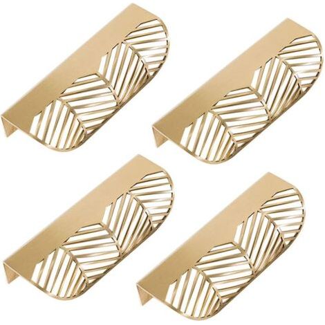 Maniglia per cassetti a forma di foglia, in ottone, per mobili, per porte, armadi, guardaroba, L117 (11,7 x 2,3 x 4,3 cm, 4 pezzi L117)