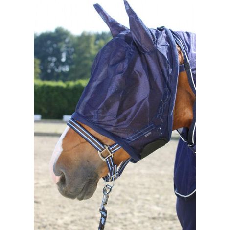 Pfiff 102144 Maschera per il viso con orecchie, zanzariera per insetti, colore blu, frangia