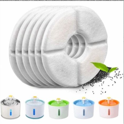 Juego de filtros para fuente de agua para gatos，Filtro de carbón activado y resina，Purificación de agua，Blanco，6 piezas (1/5)
