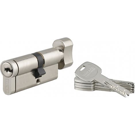 Cilindro Transit 2 con pomolo 30 x 40 mm, nichelato, anti-perforazione, anti-scasso, 4 chiavi – THIRARD (1/5)
