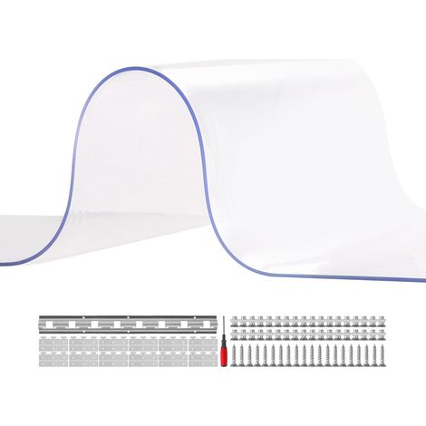 Rideau en PVC transparent, 2,4 m haut x 1,8 m large x 2 mm épais, 12 lés, pour chambre froide et entrepôt. (1/5)