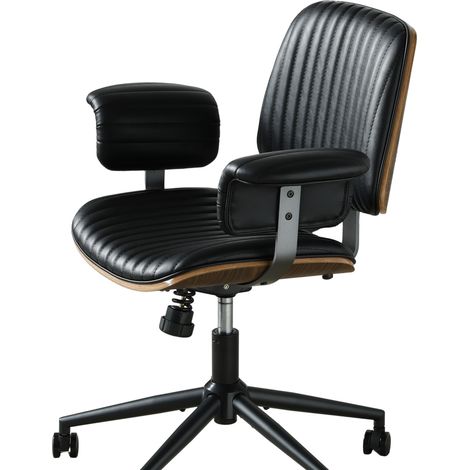 Chaise de bureau 73x59x87 cm en similicuir noir, pivotante et réglable pour bureau – MEUBLIV (1/5)