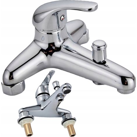 Grifo para bañera, 2 orificios, 145 mm, latón, estilo retro, clásico, para bañeras. (1/5)