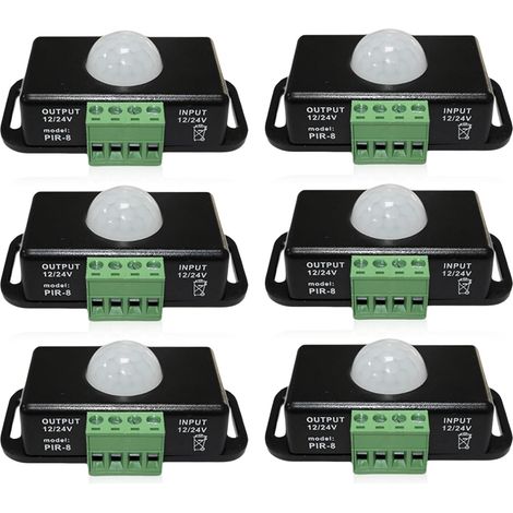 6 Pack DC 12V 24V LED Motion Detector Black Mini Infrared Body PIR Motion Detector Wireless IR Automatic Switch for LED Strips and Light Sources (1/5)