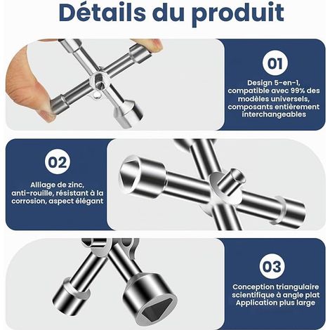 Triangular Wrench 4 Way 5 Sizes Inner Diameter 7mm/10mm/12mm/13mm/18mm Universal Wrench Triangle Key for Electrical Boxes Gas Water Electric Meters and Cabinets (1/4)