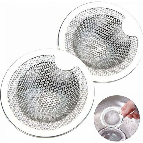 2PCS Stainless Steel Sink Strainer Kitchen Sink Filter INOX Drain Filter Sink Strainer Kitchen Sink Grid for Kitchen Sink, Bathroom, Washbasin, Bathtubs (1/5)