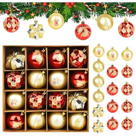 16 Pièce Decoration Noel Boules de Sapin de Noël À Suspendre 6cm Boule de Noel Rouge Decoration Noel Extérieur ou Intérieure pour Noël Mariage Fête (1/5)