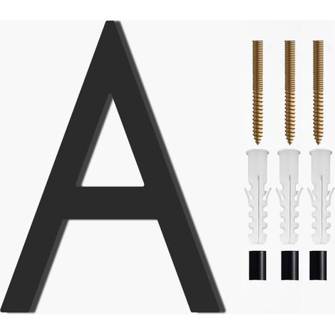 Modern brushed metal door number plate - 5 inches, 125 mm high, black (letter A) (1/5)