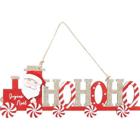 Suspension de Noël déco Train Hohoho en Bois Rouge L 30 cm - Feeric Christmas (1/2)