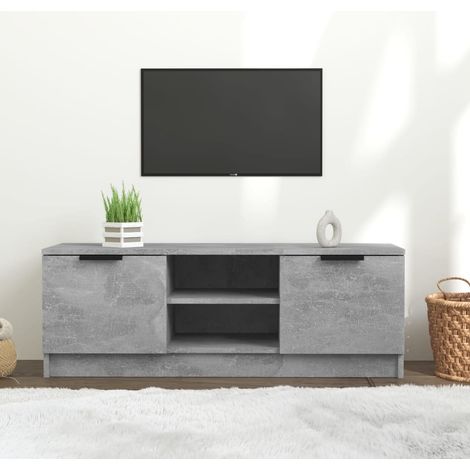 Meuble TV, Banc TV, Support pour Téléviseur, Meuble de Salon Gris béton 102x35x36,5 cm Bois d'ingénierie YHJ73853 (1/5)