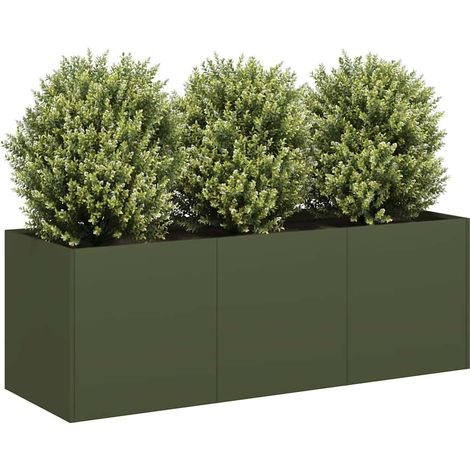 Pflanzkübel Olivgrün 120x40x40 cm Kaltgewalzter Stahl