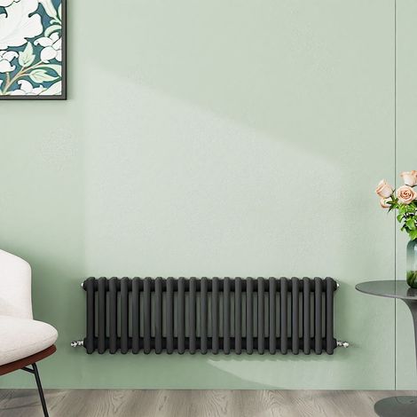 AICA 300x1010mm Anthracite Horizontal Traditional Radiator Cast Iron 3 Column Heating UK