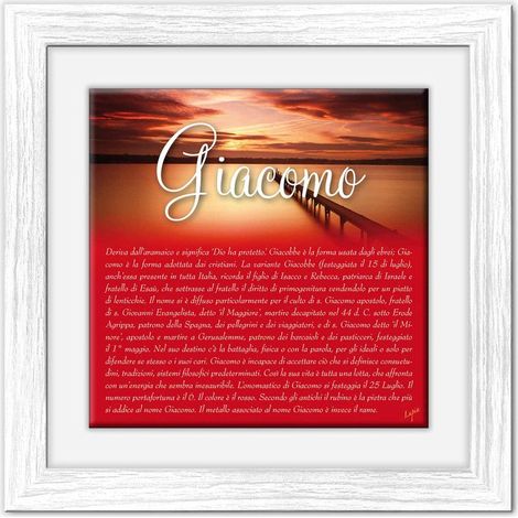 Lupia - Quadro mattonella Ceramica Modern White 29x29 cm con significato del nome Giacomo (1/4)