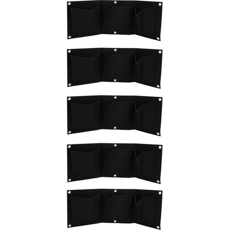 Crezuo - Set di 5 sacchetti biodegradabili in juta ecologica per piante, vasi sospesi e coltivazione, colore nero.-Crezuo