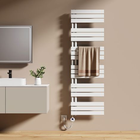 EMKE Elektrischer Badheizkörper 160 x 50 cm 1000 W Weiß Handtuchwärmer mit WiFi Tuya App-Steuerung IPX4 4 Modi