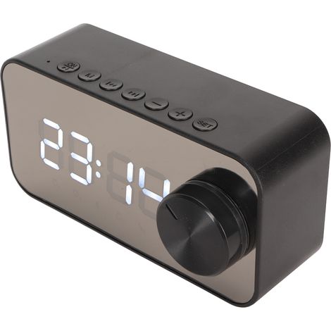Enceinte Bluetooth sans fil multifonction avec réduction de bruit, affichage de la température, diffusion vocale, radio FM, miroir et réveil (noir) (1/5)