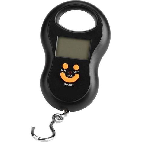 Balance numérique portable LCD de poche, crochet électronique à main, ceinture, bagages, balance suspendue, rétroéclairage, pesage (noir) (1/4)