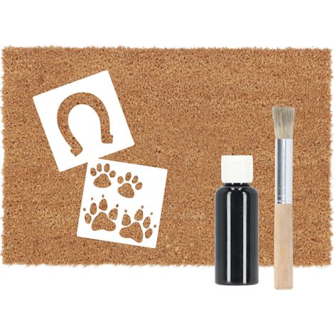 Kit de peinture avec paillasson et pochoirs empreintes d'animaux - Multicolore - L 60 x P 40 x H 1,7 cm - Livraison gratuite (1/5)