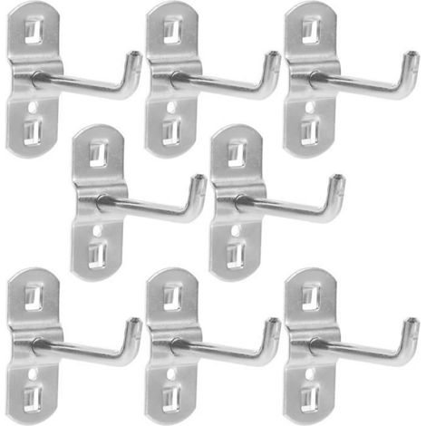 Crochet Pour Panneaux Perforés - Métal Argenté - 5,8 cm - Pour Étagères À Trous Carrés Et Grilles Mural - Lot De 12 (1/5)