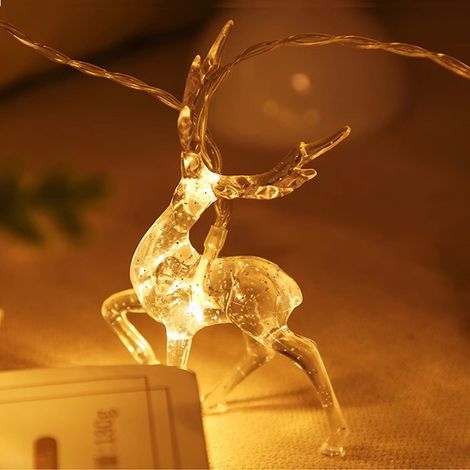 Luci natalizie a LED a energia solare con renne - decorazioni per centri commerciali - luci a LED - bianco caldo (1/2)