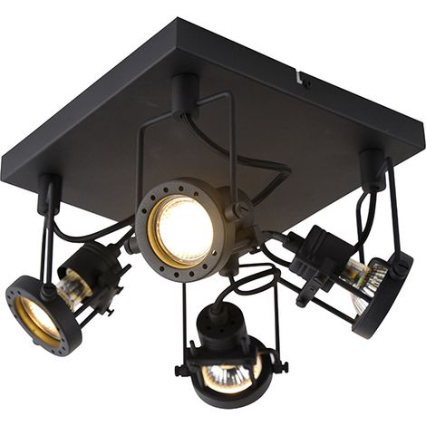Industriespot schwarz 4-flammig - Suplux