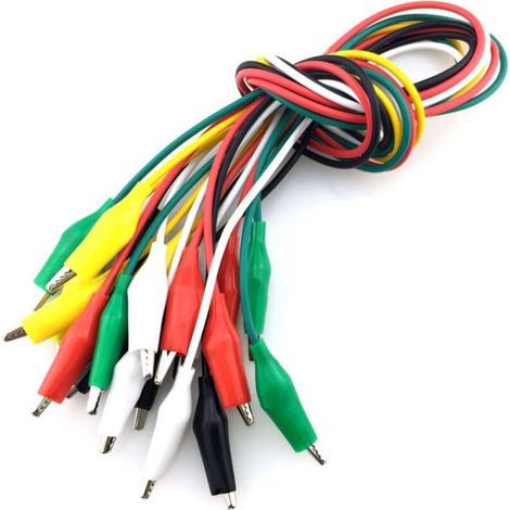 Multimètre, ohmmètre et ampèremètre 10 Pièces Pinces Crocodile Avec Câble, Pince Crocodile Isolée, Longueur de Câble 50 cm Pour les Configurations de Test, la Technologie de Mesure et Pour la Connexio (1/2)
