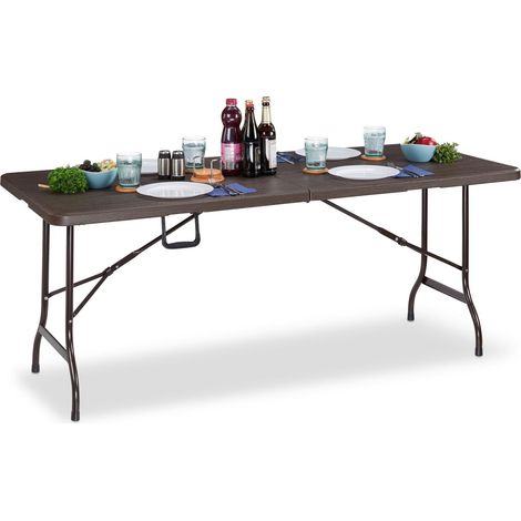 Mesa de jardin plegable con aspecto de madera