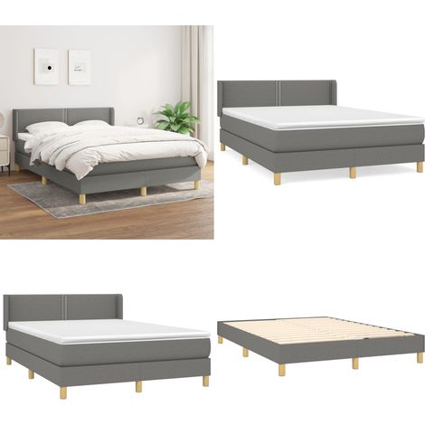 Boxspringbett mit Matratze Dunkelgrau 140x200 cm Stoff - Boxspringbett - Doppelbett - Bettenrahmen - Lattenrost - Matratze - Home & Living (1/5)