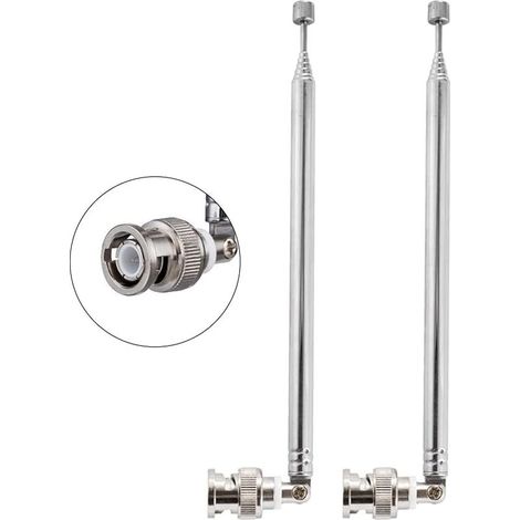2 Pièces BNC Mâle Connecteur Antenne Téléscopique 7 Sections VHF UHF 68.5cm/27IN Antenne Téléscopique BNC Plug pour CB Radio Police Scanneur Ham Radio Mobile Microphone sans Fil (1/5)