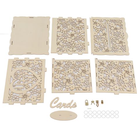 DIY Hollow Wooden Box Gift Card Money Case Wedding Reception Decoration Box Easy Assembly JM01192 Large