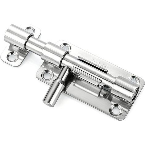 Juego de 2 cerraduras de superficie para puertas, pestillo de privacidad de acero inoxidable 304 con tornillos de montaje, baño, color plata (1/5)