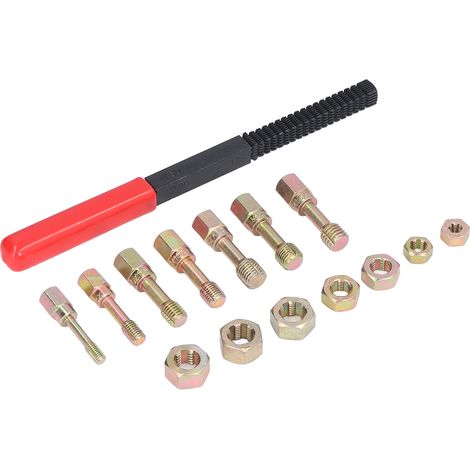 Kit de Réparation de Filetage Métrique 15 Pièces, 7 Filières, 7 Tarauds, 1 Lime, pour Voiture (1/5)