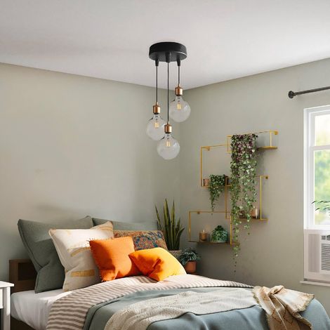 Rosone da soffitto TIBELEC in metallo nero con 3 cavi, diametro 12 cm TIBELEC (1/3)