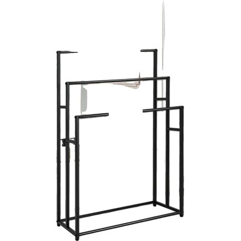 Porte-serviettes, trois niveaux, design robuste, Noir (1/2)