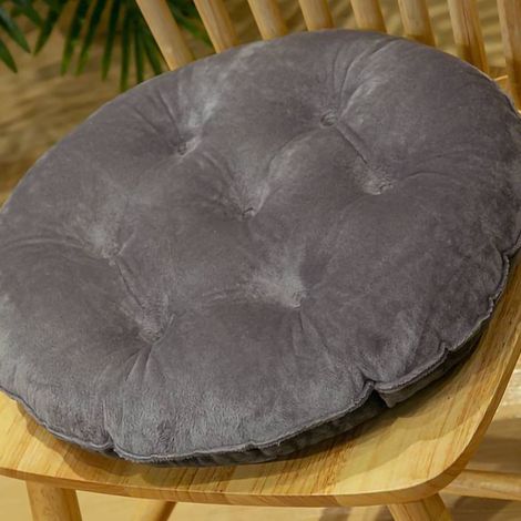 Coussin de chaise rond gris 40x40cm, peluche chaude et douce, rembourrage confortable, assorti aux couleurs, pour automne-hiver, housse de siège cosy. (1/4)