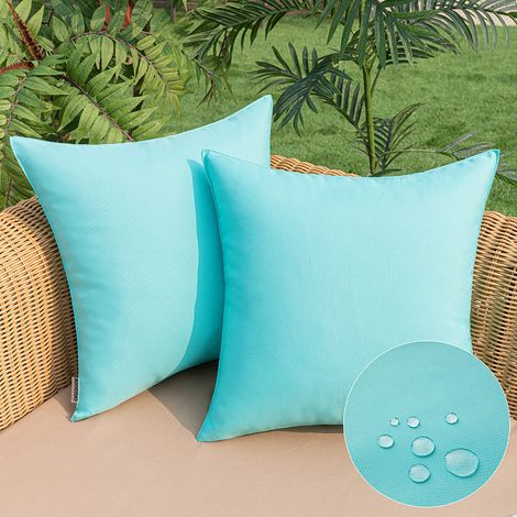 Lot de 2 Housses Coussin Extérieur 45x45cm Imperméables Résistantes Décoratives pour Canapé Jardin Terrasse Balcon (1/5)