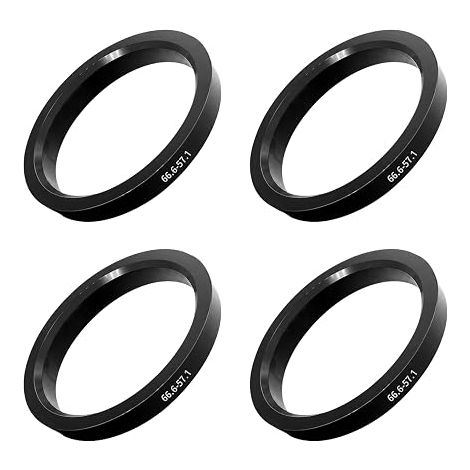 Set of Centring Rings 66.6 to 5.5 cm – Universal Black Plastic Rims Anti-Vibration for Aluminium and Steel Rims, Tool-free Mounting (1/5)
