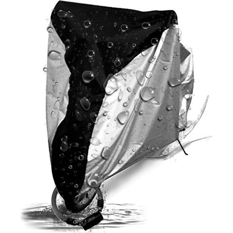 Funda impermeable y ligera de nailon 190T para bicicleta de montaña (XL, negra y plateada) (1/5)